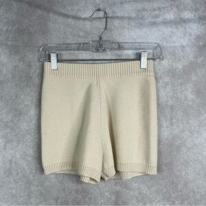 Peach Den Merino Wool Blend Knit Pull On Shorts In Ivory Women's Size S